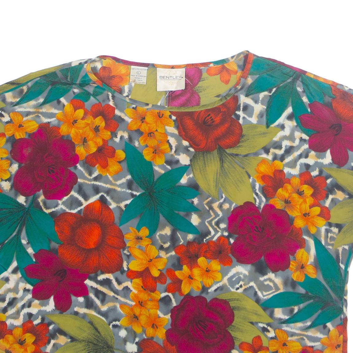 BENTLEY Womens Printed Top Green Sleeveless Floral L