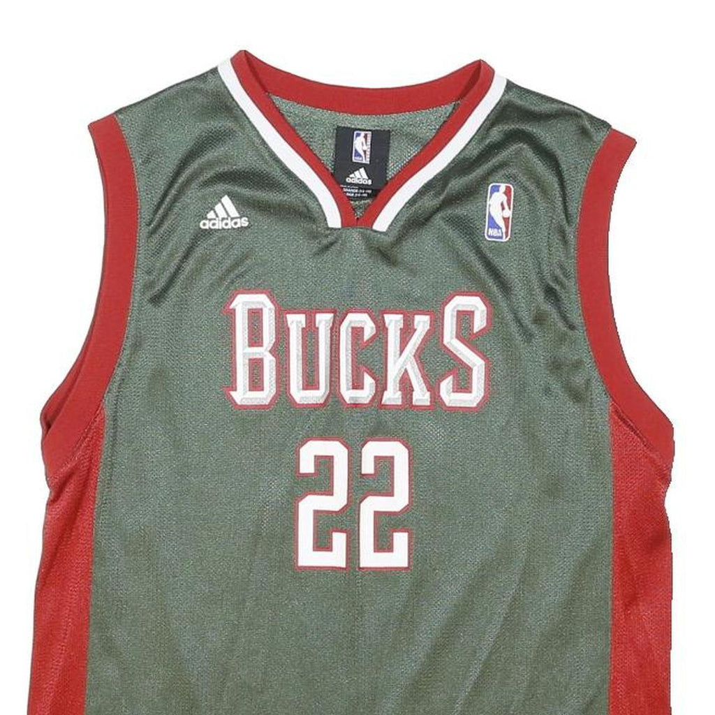 ADIDAS Womens Green & Red Bucks Redd Basketball Jersey L Sleeveless V-Neck NBA