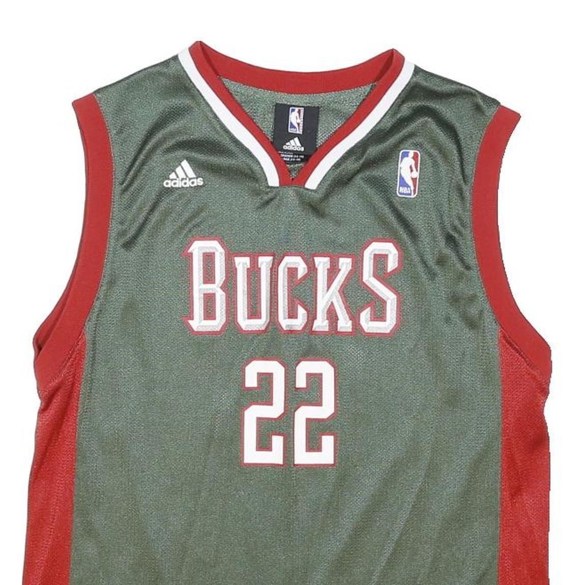 ADIDAS Womens Green & Red Bucks Redd Basketball Jersey L Sleeveless V-Neck NBA