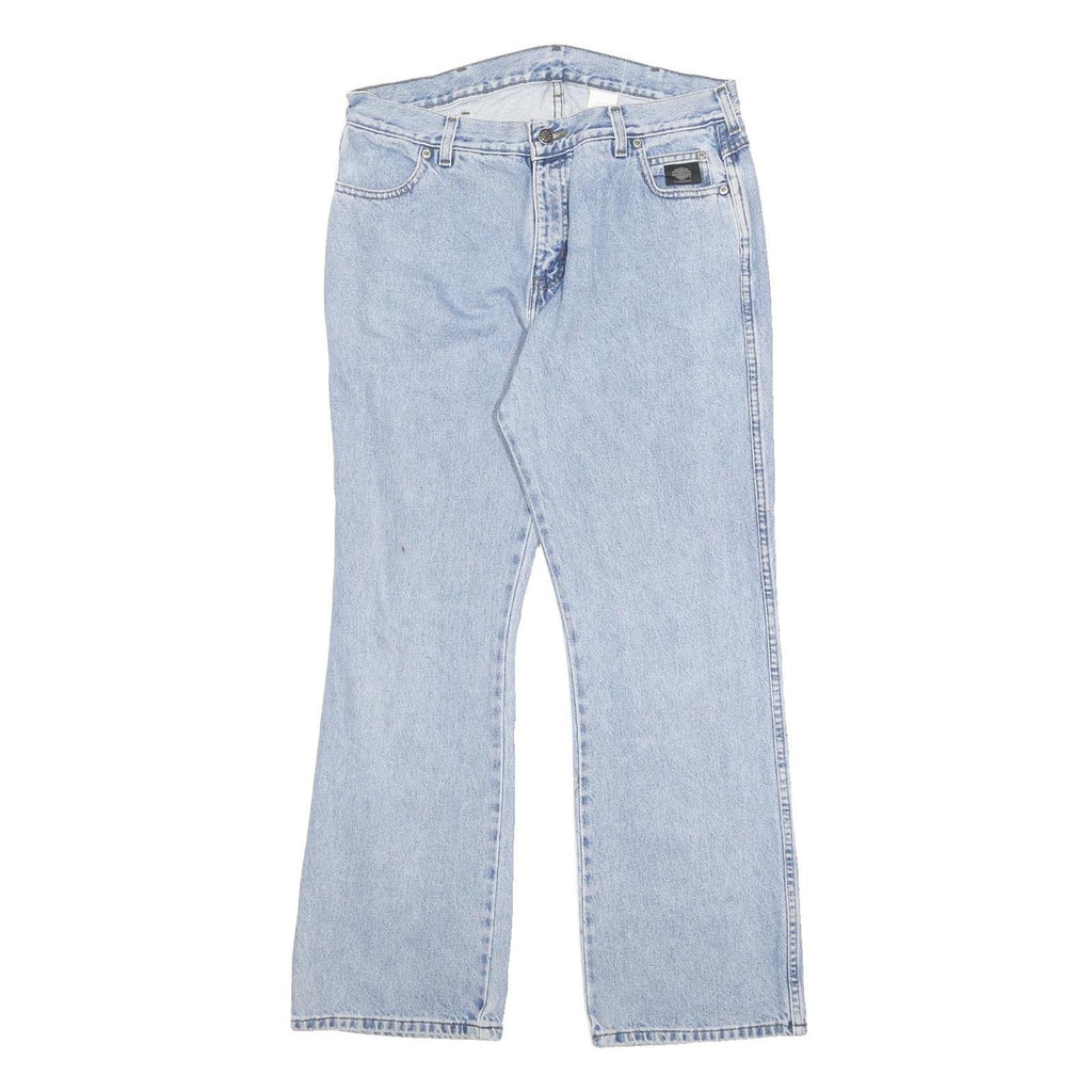 HARLEY DAVIDSON Womens Regular Fit Light Blue Denim Jeans W32 L30 Zip Pockets