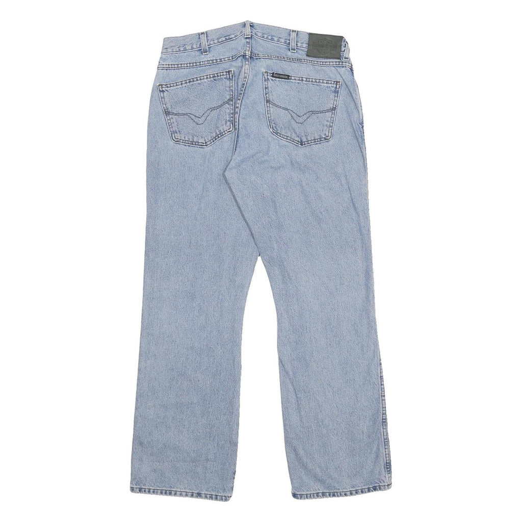 HARLEY DAVIDSON Womens Regular Fit Light Blue Denim Jeans W32 L30 Zip Pockets