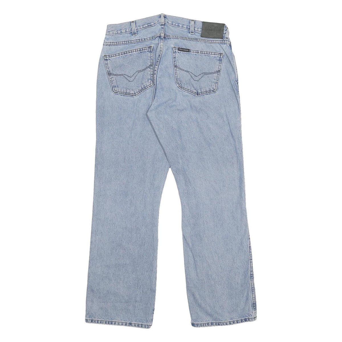 HARLEY DAVIDSON Womens Regular Fit Light Blue Denim Jeans W32 L30 Zip Pockets