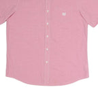 CHAPS Mens Pink Short Sleeve Shirt L Cotton Blend Button Down Pocket Casual