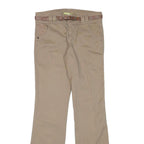 GIANNI BINI Womens Cotton Blend Beige Regular Bootcut Trousers W28 L32 Belted