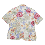 ALFRED DUNNER Womens White & Floral Linen Blend Shirt S Summer Casual Button Up