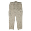 MATHS Mens Cotton Blend Beige Relaxed Cargo Trousers W36 L32 Zip Pockets