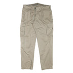 MATHS Mens Cotton Blend Beige Relaxed Cargo Trousers W36 L32 Zip Pockets