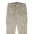 MATHS Mens Cotton Blend Beige Relaxed Cargo Trousers W36 L32 Zip Pockets