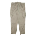 MATHS Mens Cotton Blend Beige Relaxed Cargo Trousers W36 L32 Zip Pockets