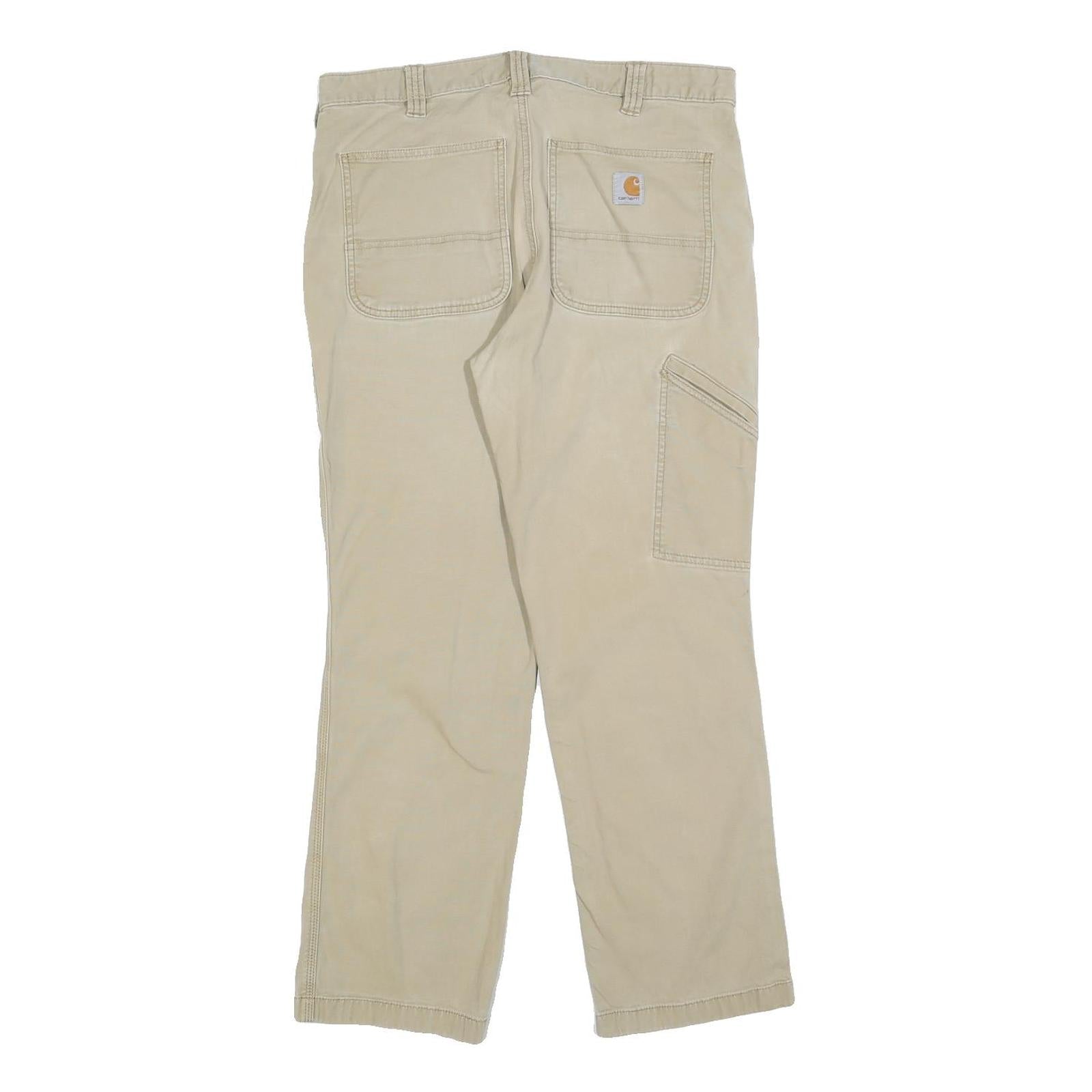 CARHARTT Mens Relaxed Fit Beige Cotton Blend Workwear Trousers W33 L30 Durable