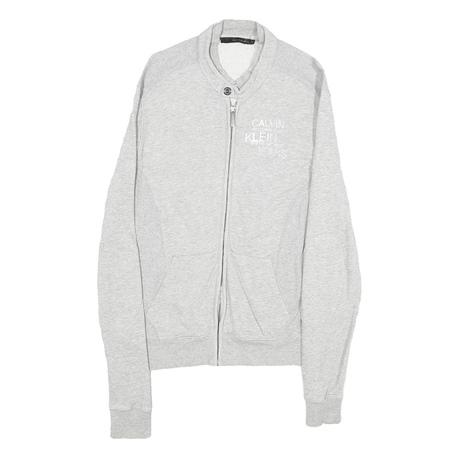 CALVIN KLEIN JEANS Mens Grey Cotton Blend Zip Sweatshirt M Casual Lightweight