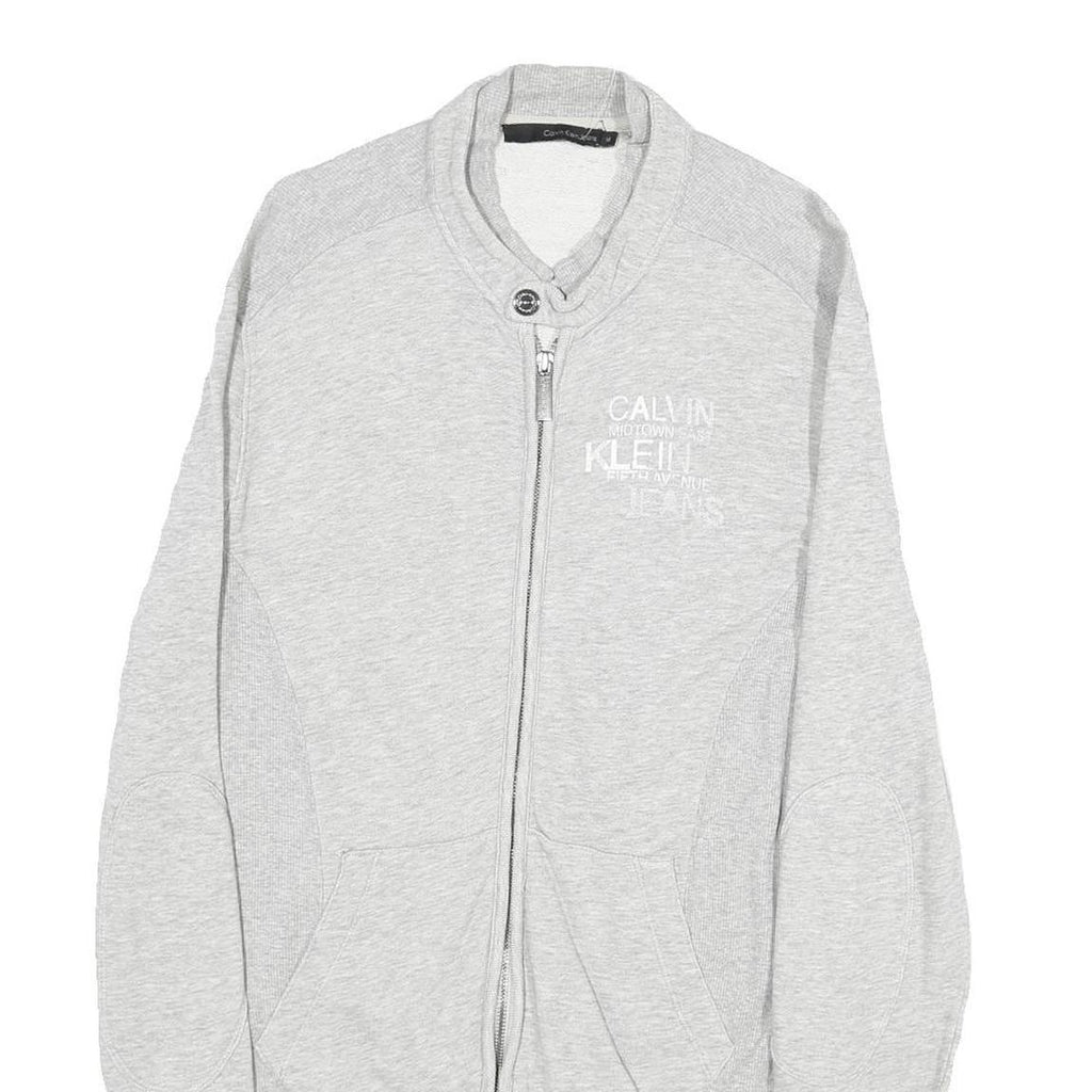 CALVIN KLEIN JEANS Mens Grey Cotton Blend Zip Sweatshirt M Casual Lightweight