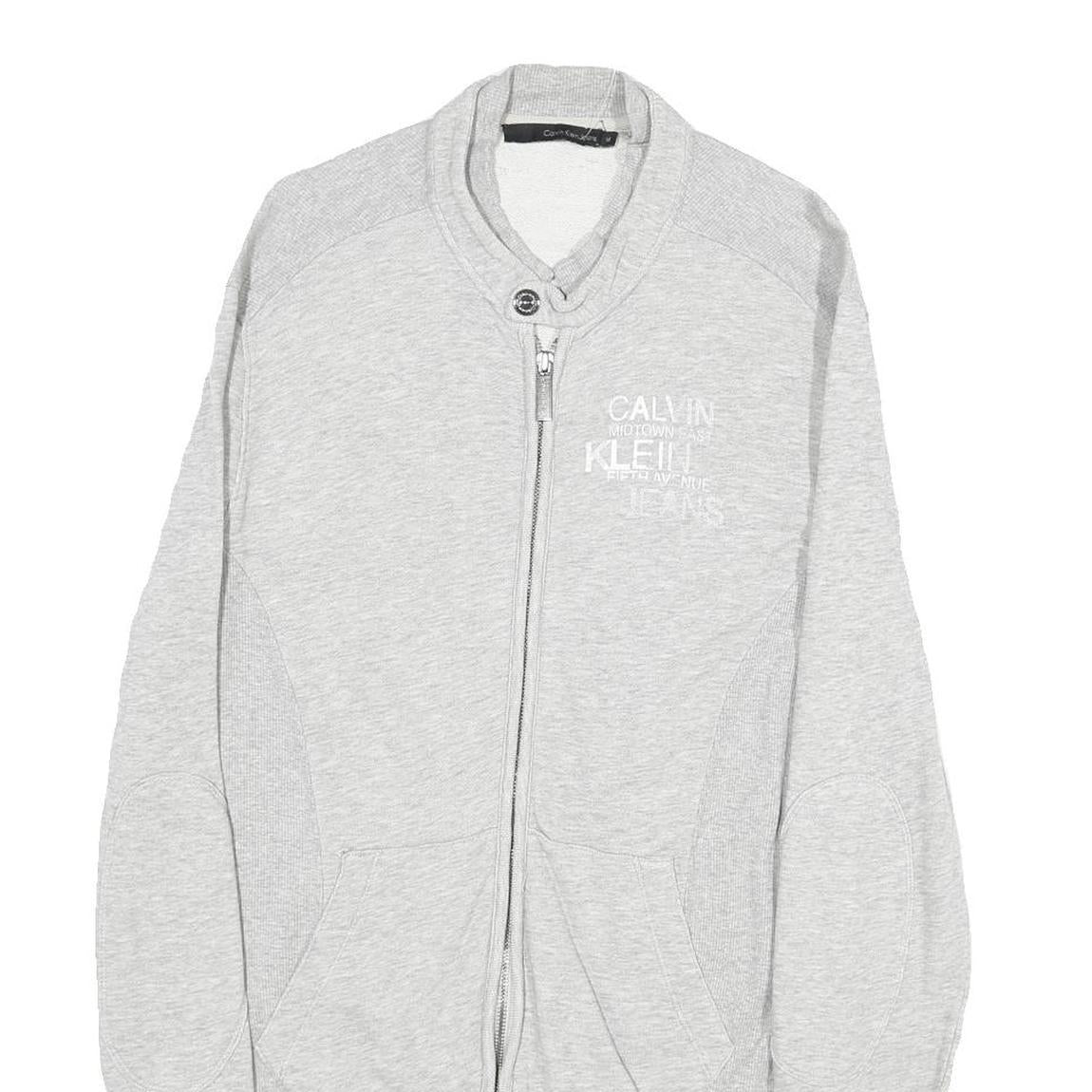 CALVIN KLEIN JEANS Mens Grey Cotton Blend Zip Sweatshirt M Casual Lightweight