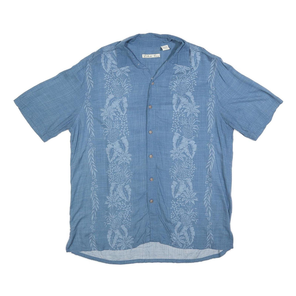 BATIK BAY Mens Blue Rayon Shirt L Hawaiian Style Relaxed Fit Summer Casual