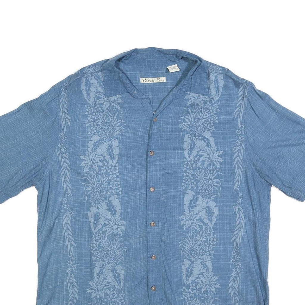 BATIK BAY Mens Blue Rayon Shirt L Hawaiian Style Relaxed Fit Summer Casual