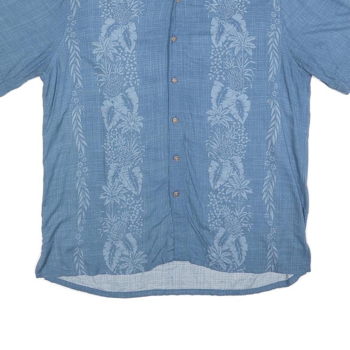 BATIK BAY Mens Blue Rayon Shirt L Hawaiian Style Relaxed Fit Summer Casual