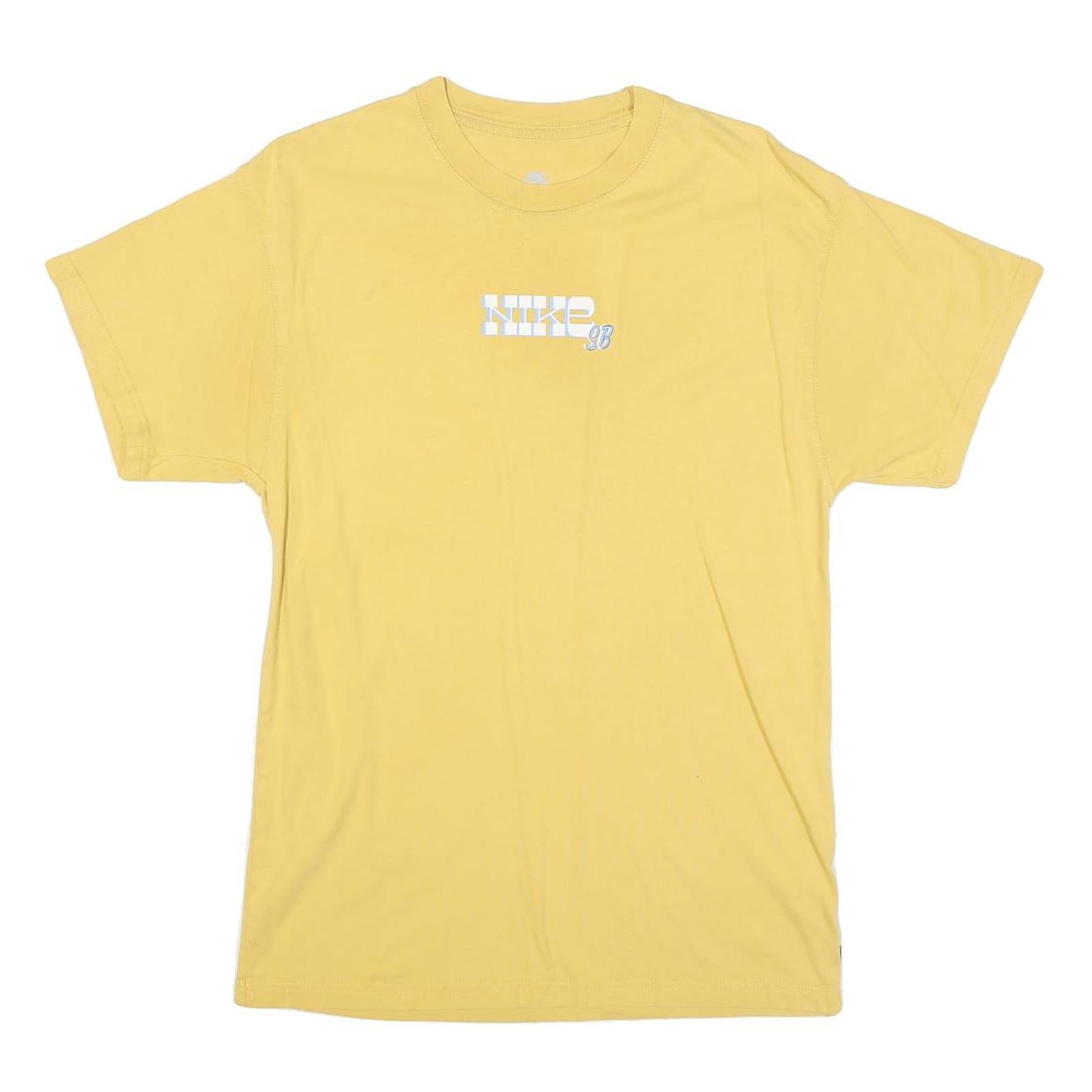 NIKE Mens Yellow Graphic T-Shirt L Short Sleeve Crew Neck Cotton Blend Casual