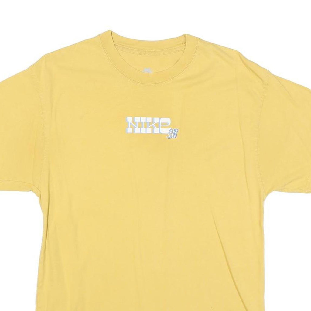 NIKE Mens Yellow Graphic T-Shirt L Short Sleeve Crew Neck Cotton Blend Casual