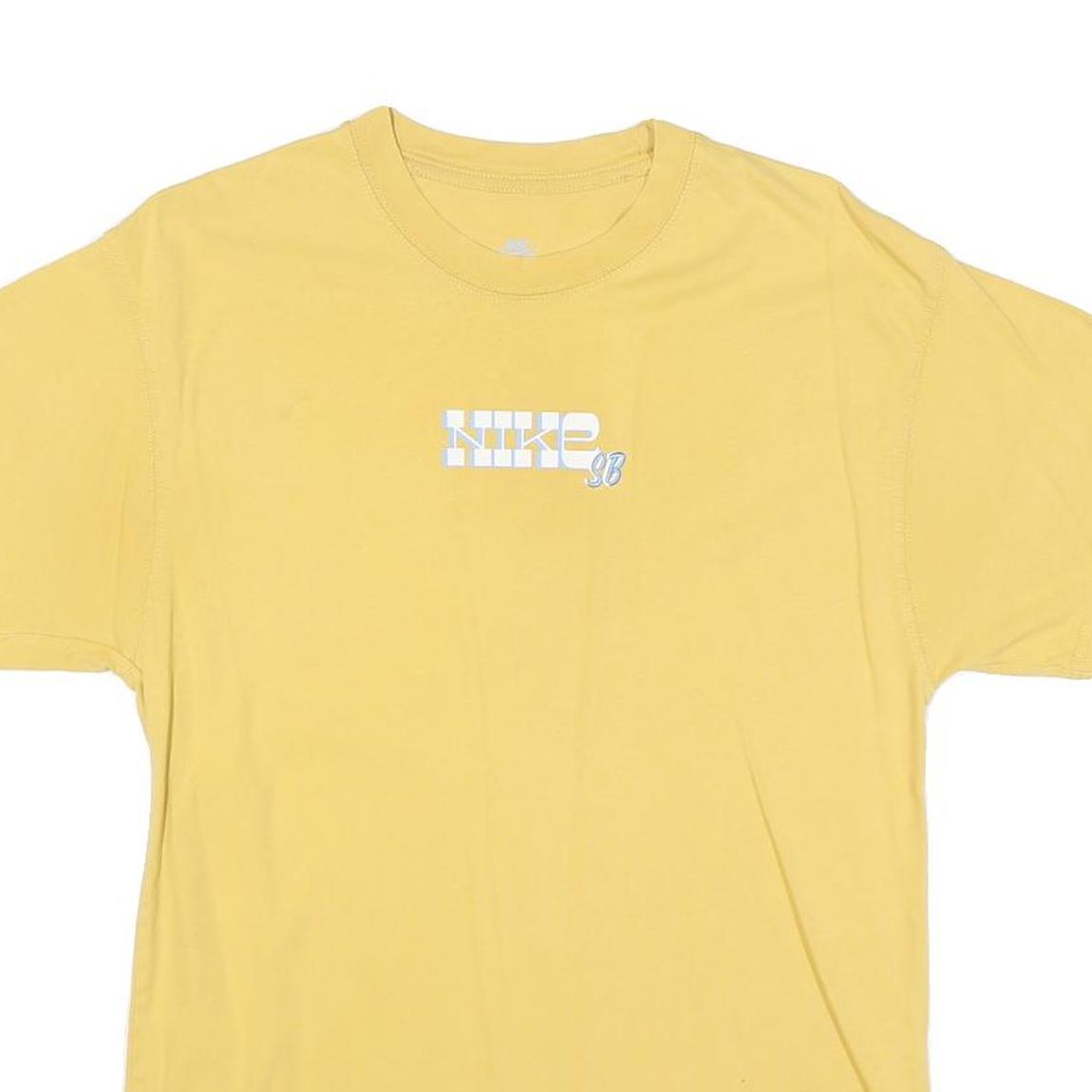 NIKE Mens Yellow Graphic T-Shirt L Short Sleeve Crew Neck Cotton Blend Casual