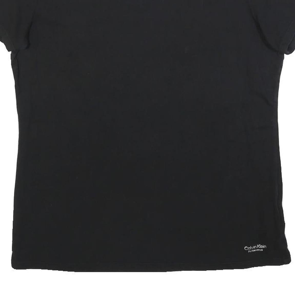 CALVIN KLEIN Womens Black Cotton Blend T-Shirt L Short Sleeve Crew Neck Plain