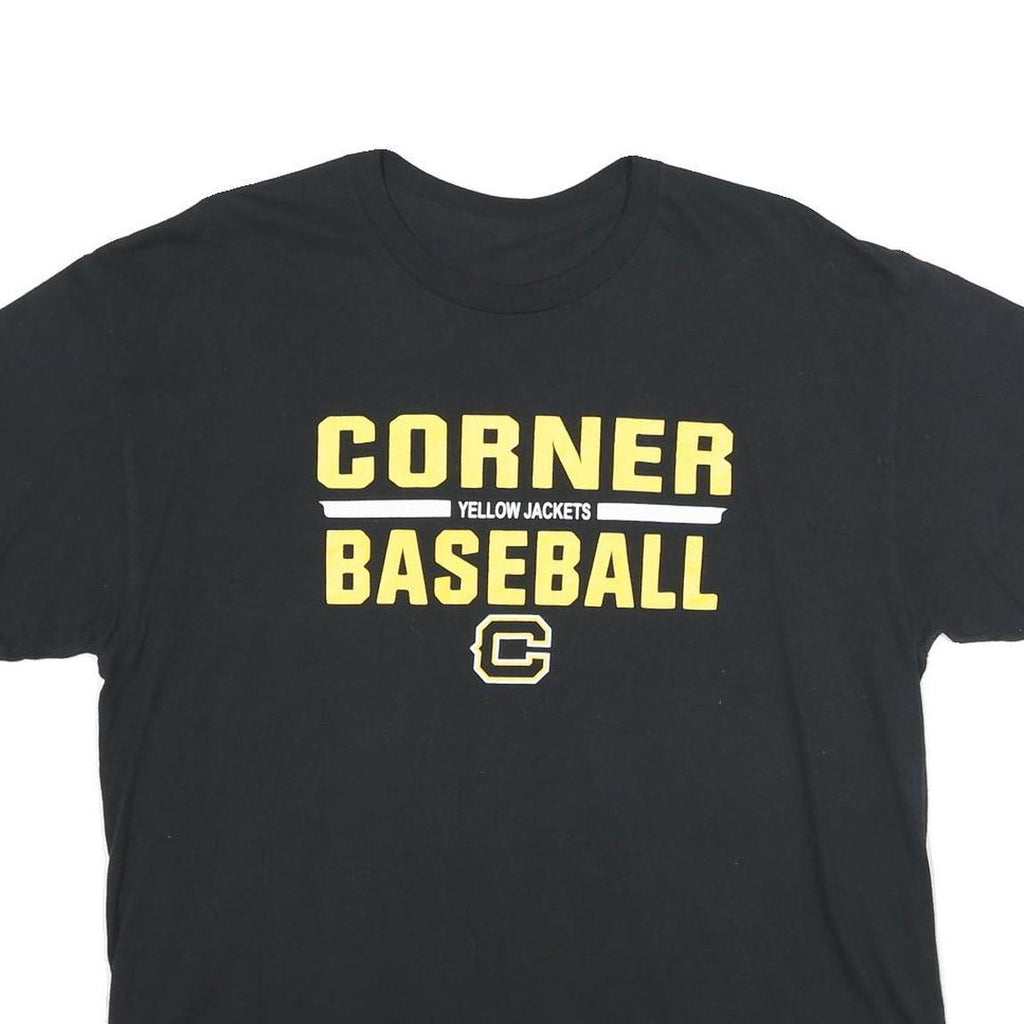 Mens Black Cotton Blend Graphic T-Shirt XL Short Sleeve Crew Neck Baseball Print