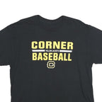 Mens Black Cotton Blend Graphic T-Shirt XL Short Sleeve Crew Neck Baseball Print