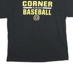 Mens Black Cotton Blend Graphic T-Shirt XL Short Sleeve Crew Neck Baseball Print