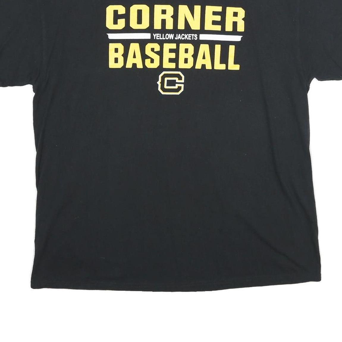 Mens Black Cotton Blend Graphic T-Shirt XL Short Sleeve Crew Neck Baseball Print