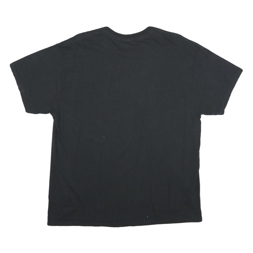 Mens Black Cotton Blend Graphic T-Shirt XL Short Sleeve Crew Neck Baseball Print