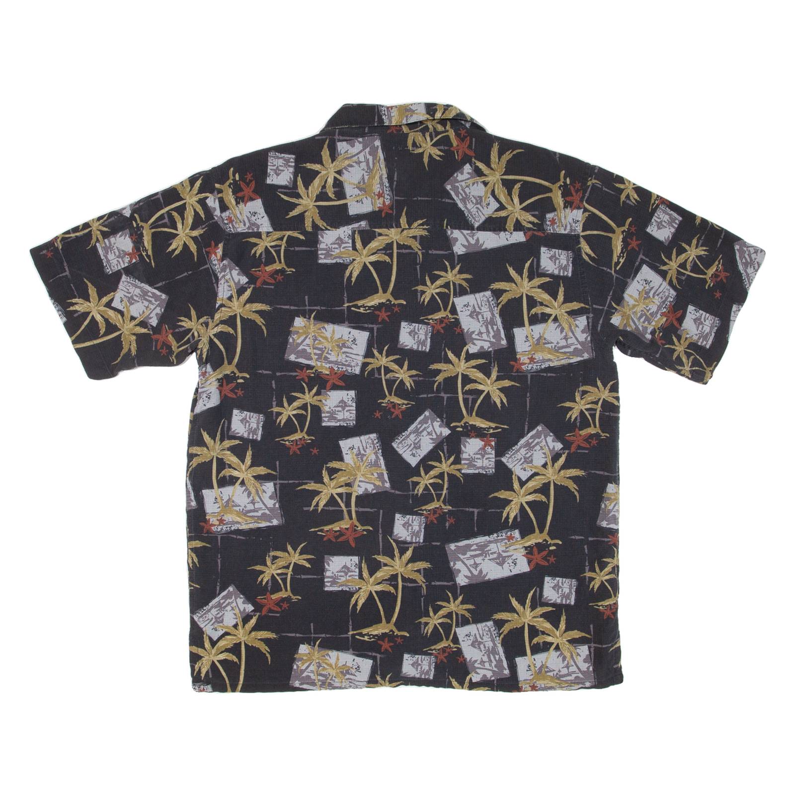 WFF Mens Hawaiian Shirt Black Floral M