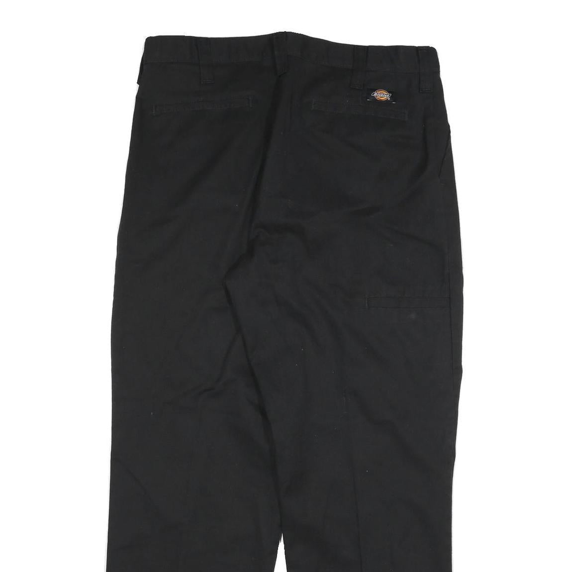 DICKIES Mens Cotton Blend Black Relaxed Straight Trousers W32 L29 Workwear Zip