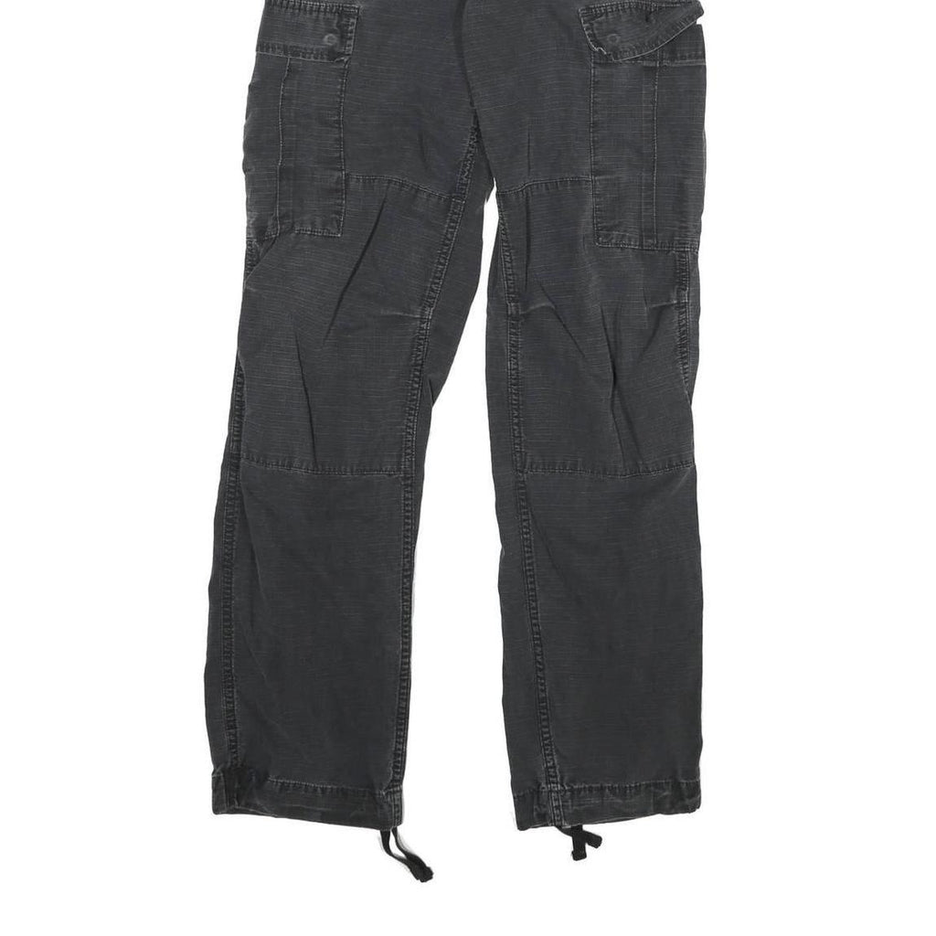 CARHARTT Mens Black Regular Fit Straight Cargo Trousers W28 L32 Workwear Zip