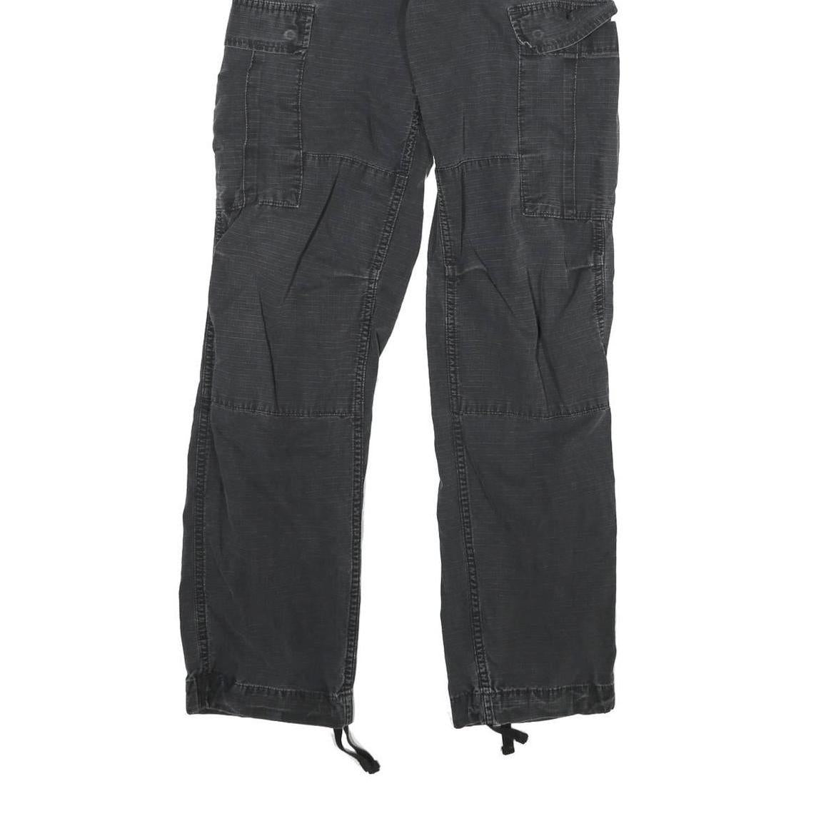 CARHARTT Mens Black Regular Fit Straight Cargo Trousers W28 L32 Workwear Zip