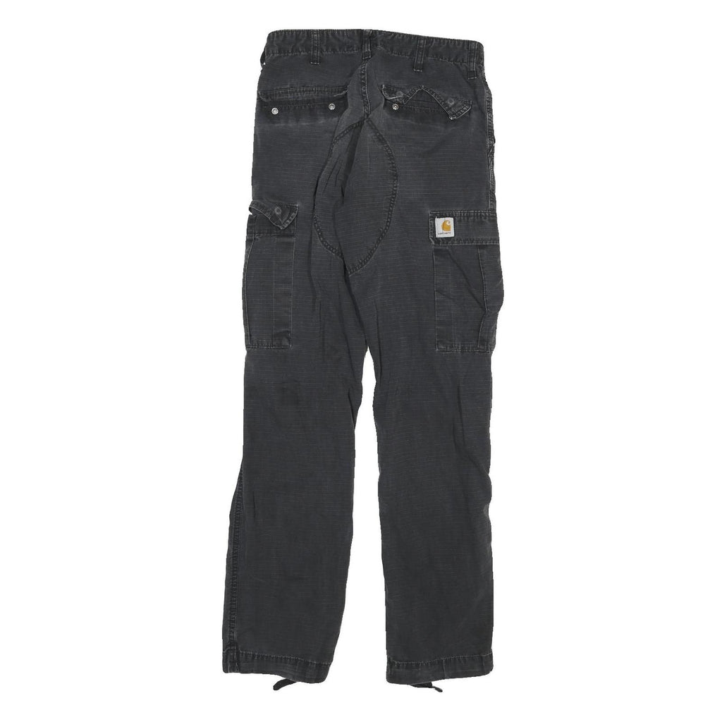 CARHARTT Mens Black Regular Fit Straight Cargo Trousers W28 L32 Workwear Zip
