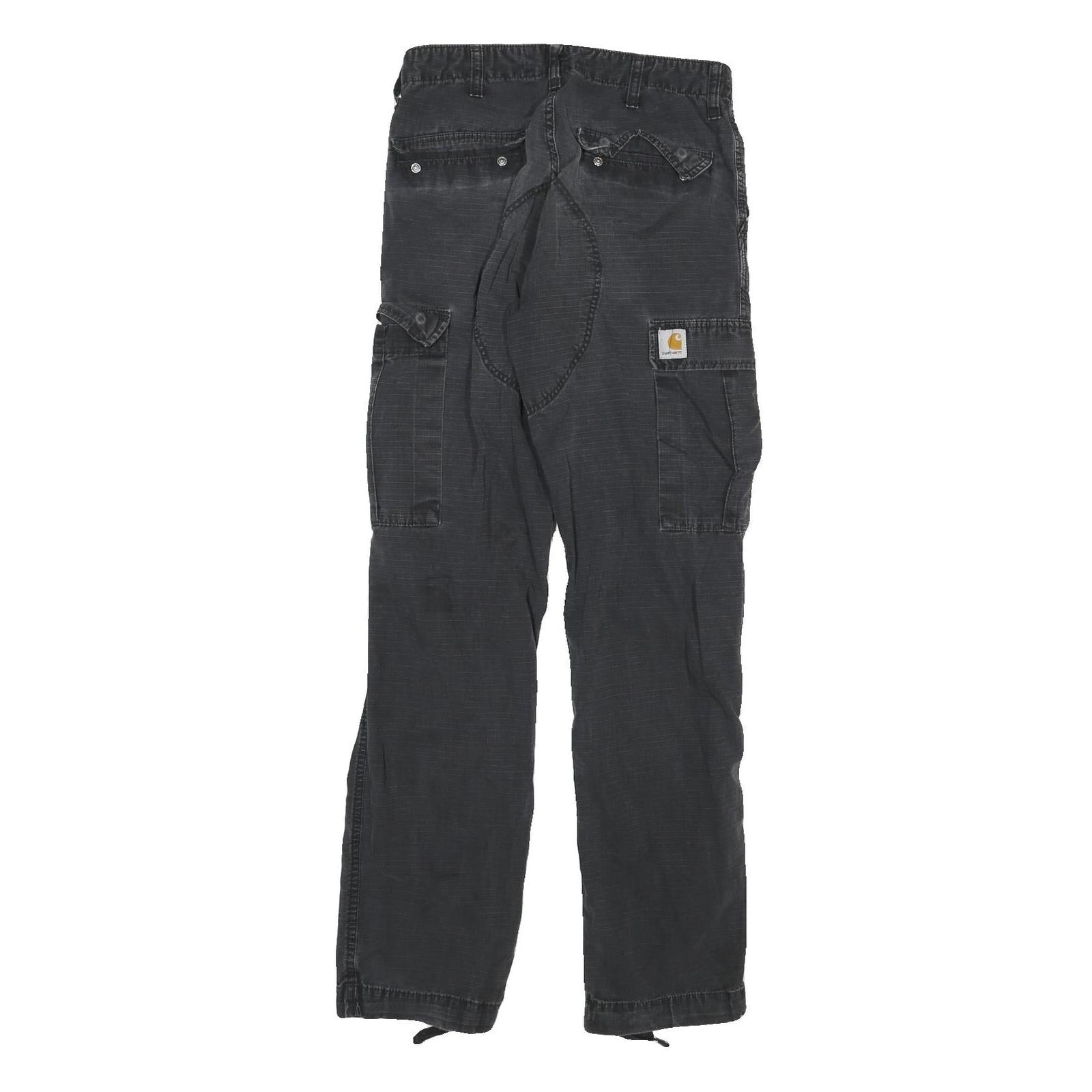 CARHARTT Mens Black Regular Fit Straight Cargo Trousers W28 L32 Workwear Zip