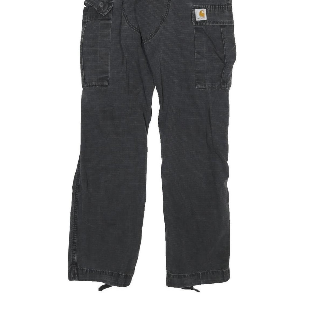 CARHARTT Mens Black Regular Fit Straight Cargo Trousers W28 L32 Workwear Zip