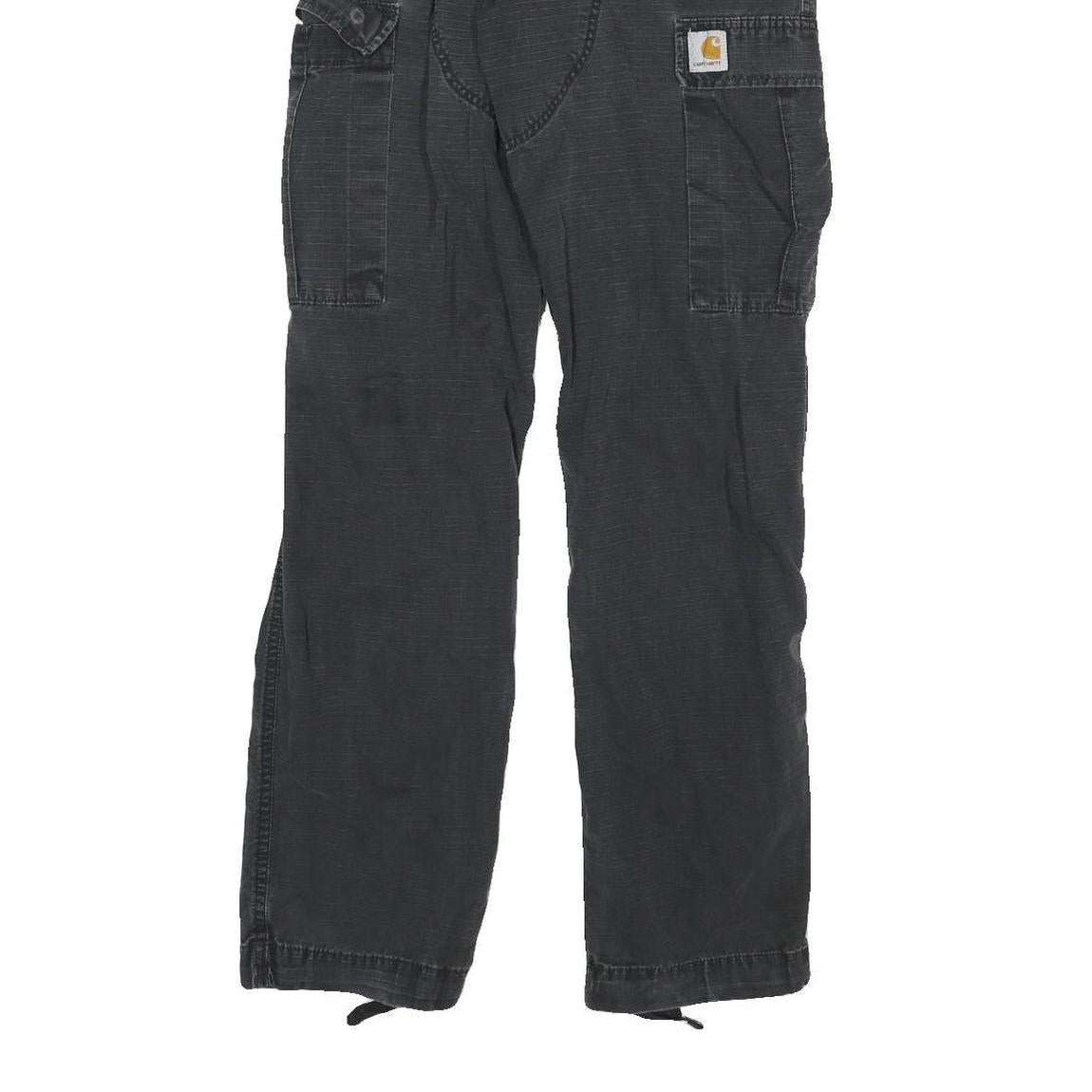 CARHARTT Mens Black Regular Fit Straight Cargo Trousers W28 L32 Workwear Zip