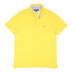 TOMMY HILFIGER Mens Yellow Short Sleeve Plain L Cotton Blend Polo Shirt Classic