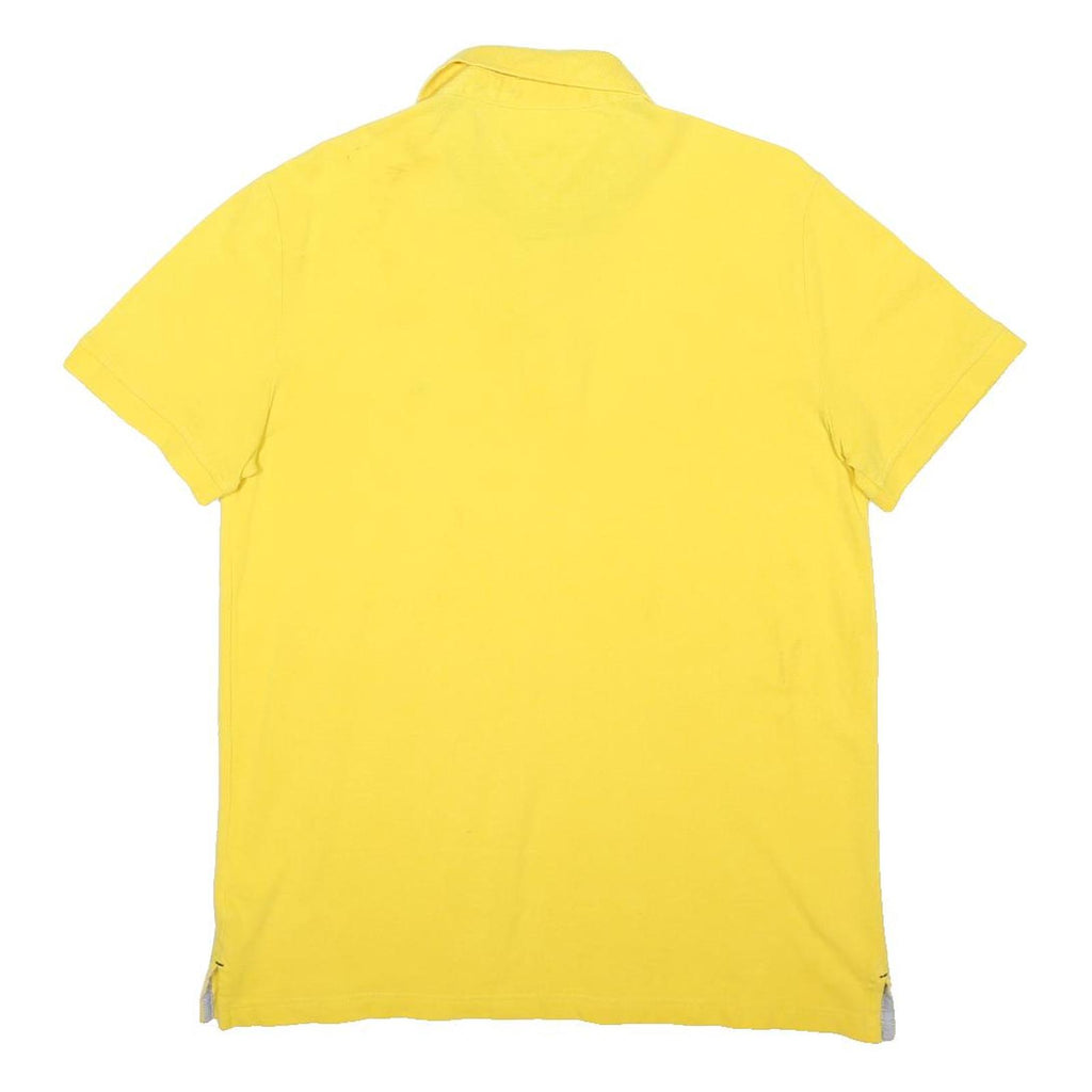 TOMMY HILFIGER Mens Yellow Short Sleeve Plain L Cotton Blend Polo Shirt Classic