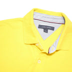 TOMMY HILFIGER Mens Yellow Short Sleeve Plain L Cotton Blend Polo Shirt Classic