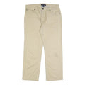 TOMMY HILFIGER Mens Cotton Beige Regular Straight Trousers W34 L30 Casual Zip