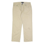 TOMMY HILFIGER Mens Cotton Beige Regular Straight Trousers W34 L30 Casual Zip