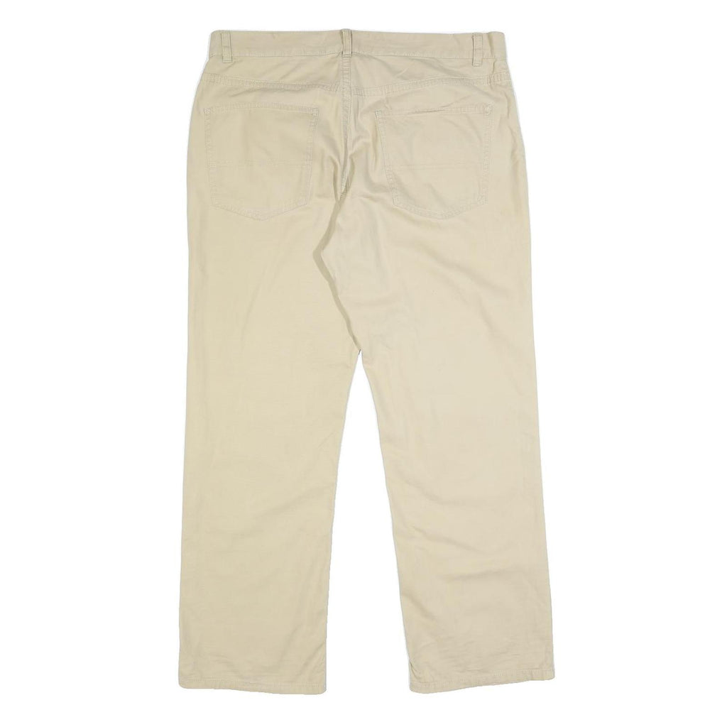 TOMMY HILFIGER Mens Cotton Beige Regular Straight Trousers W34 L30 Casual Zip