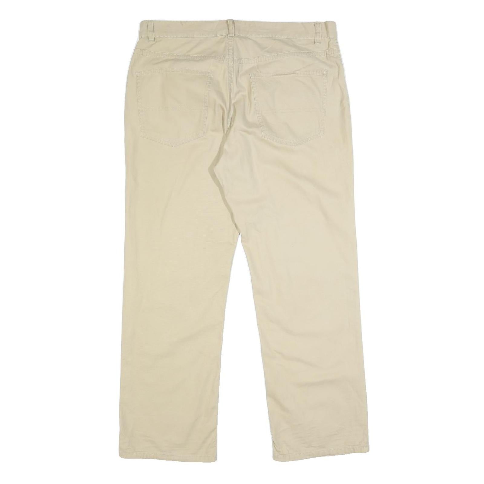TOMMY HILFIGER Mens Cotton Beige Regular Straight Trousers W34 L30 Casual Zip