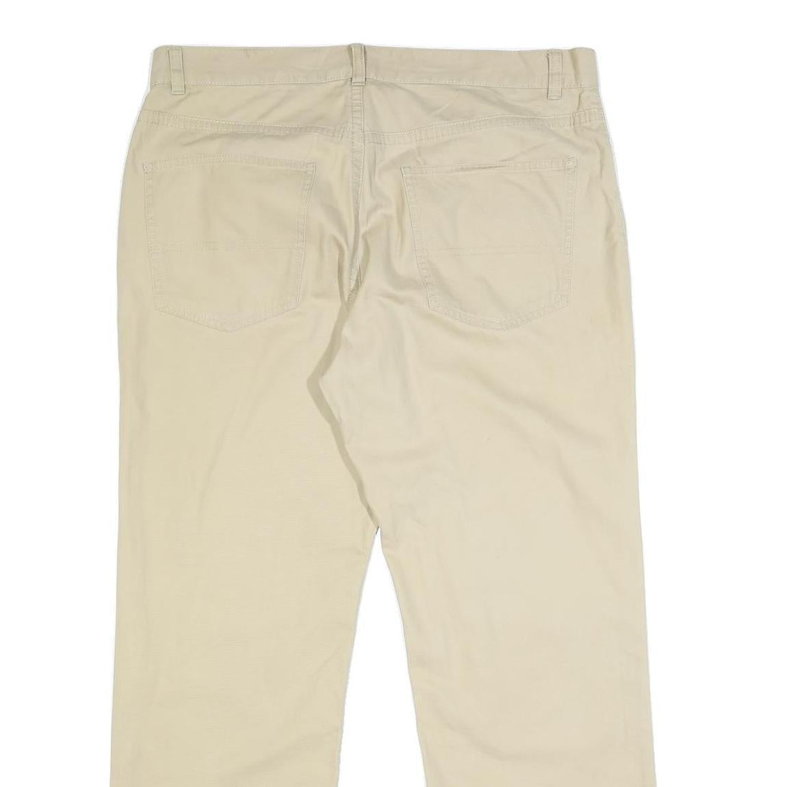 TOMMY HILFIGER Mens Cotton Beige Regular Straight Trousers W34 L30 Casual Zip