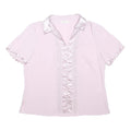 MARKS & SPENCER Womens Pink Shirt Short Sleeve Collared Satin Trim UK 14 Summer