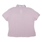 MARKS & SPENCER Womens Pink Shirt Short Sleeve Collared Satin Trim UK 14 Summer