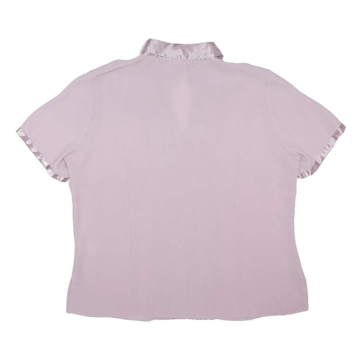 MARKS & SPENCER Womens Pink Shirt Short Sleeve Collared Satin Trim UK 14 Summer