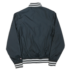 CHAMPION Mens Black Varsity Zip Jacket M Polyester Blend Plain Stripe