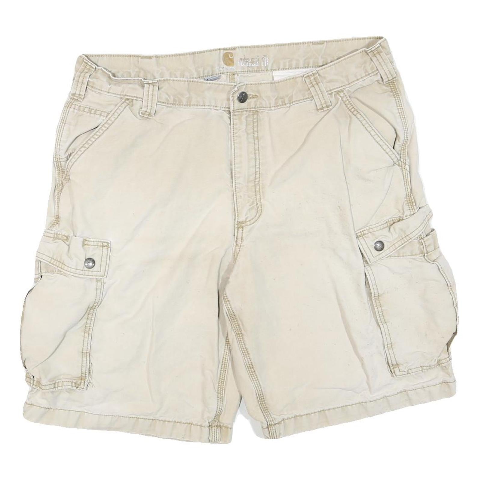 CARHARTT Mens Cargo Shorts Beige XL W38 Cotton Blend Durable Workwear